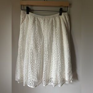 Anthropologie Maeve White Eyelet Lace Skirt